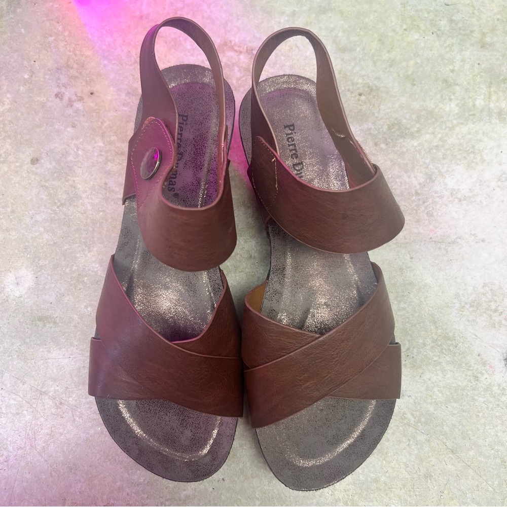 Pierre Dumas Women's Chantal-4 Wedge Sandal Sz 10 in Whiskey Like New! - Picture 2 of 10